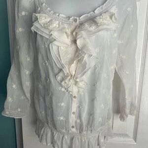 Abercrombie & Fitch Cream Ruffled Blouse